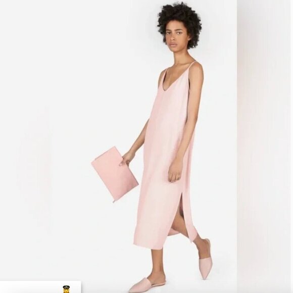 Everlane Go Weave light / Baby Pink Slip Dress Midi length with Side Slit. - Picture 1 of 8